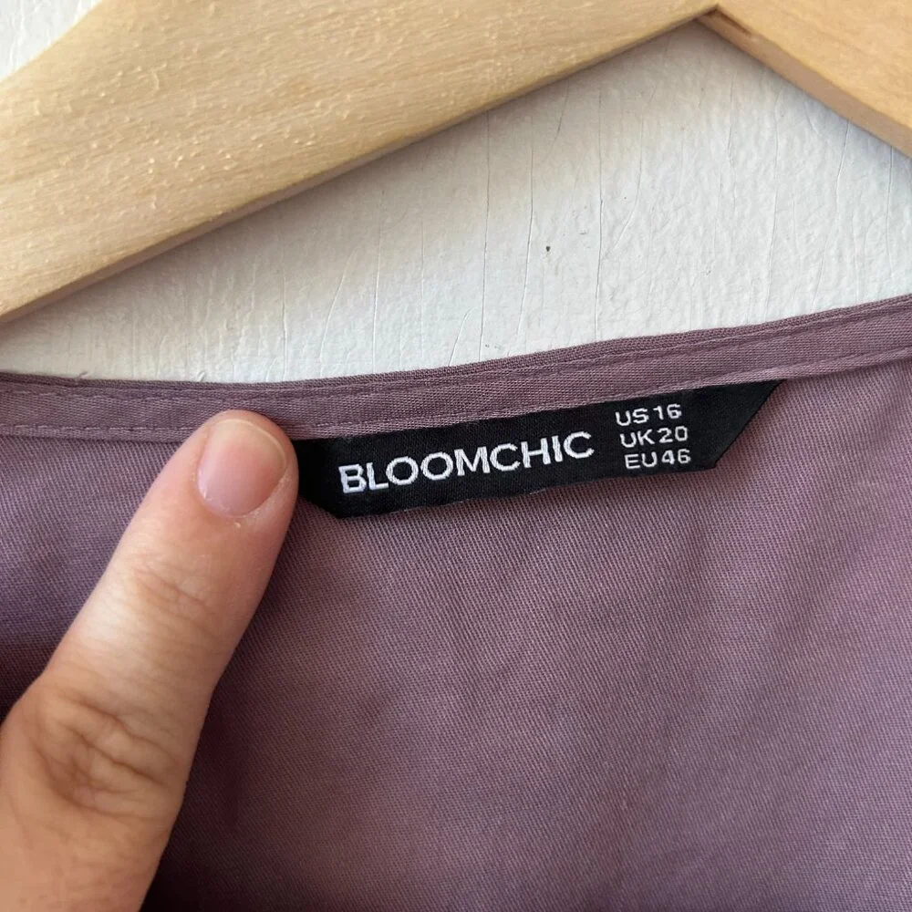 BloomChic Peasant Top Womens 16 Purple V-neck Boho Witchy Fairy Ruffle Sleeves - Picture 4 of 6